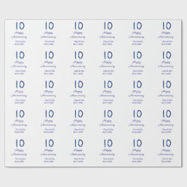 Papel De Presente Feliz 10º aniversário data de adição do nome da li