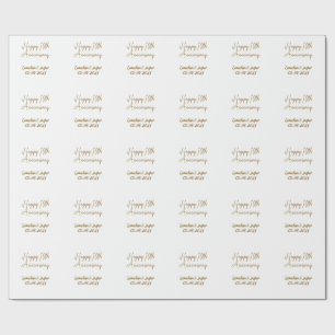 Papel De Presente feliz 10º aniversário nome retrô simples moderno