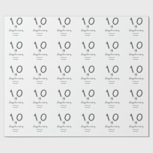 Papel De Presente Feliz 10.º aniversário nome data cinza estrela de