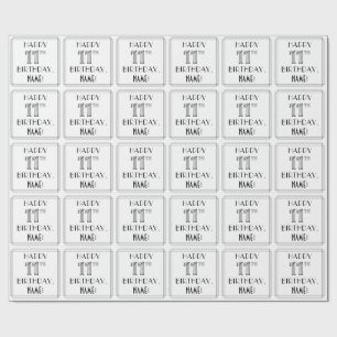 Papel De Presente FELIZ 11 NIRTHDAY; Art Deco Style; Custom Name