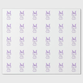 Papel De Presente Feliz 16º Aniversário, púrpura, adiciona nome mono