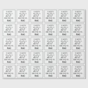 Papel De Presente FELIZ 20 NIRTHDAY; Art Deco Style; Custom Name