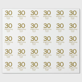 Papel De Presente Feliz 30 data de aniversário data ouro bold lete