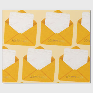 Papel De Presente Feliz 40º Aniversário Envelope Dourado Nota em Bra