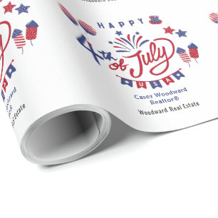 Papel De Presente Feliz 4 de Julho EUA   Marketing Personalizado par