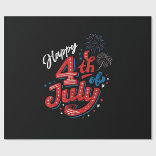 Papel De Presente Feliz 4 de Julho Legal Dia da Independência Patrió