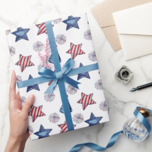 Papel De Presente Feliz 4 de julho Padrão de Festa Cuta
