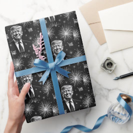 Papel De Presente Feliz 4 de julho Presidente Trump Fogos de Artifíc