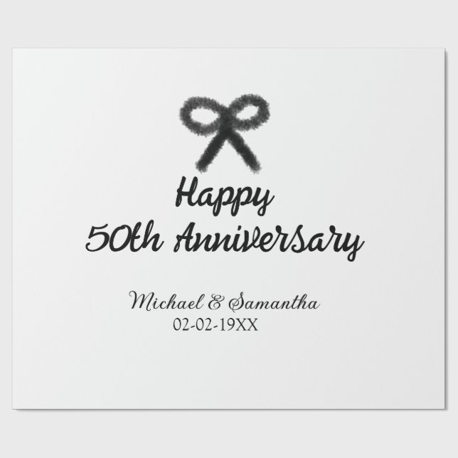 Papel De Presente Feliz 50º aniversário adicionar nome do casal data (Aberto)