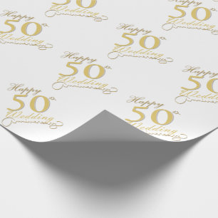 Papel De Presente "Feliz 50º aniversário" Matte White