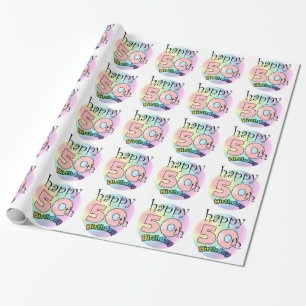 Papel De Presente Feliz 50º aniversário (roze)