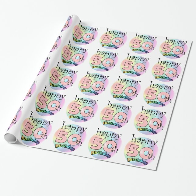 Papel De Presente Feliz 50º aniversário (roze) (Desenrolado)