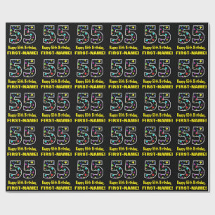 Papel De Presente Feliz 55º aniversário, Diversão de Estrelas Col