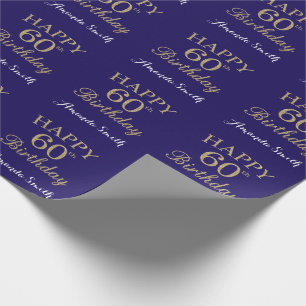 Papel De Presente Feliz 60º aniversário, Dourado brilhante e Marin