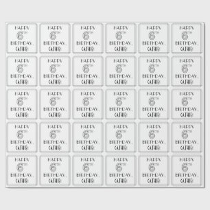 Papel De Presente FELIZ 6 NIRTHDAY; Art Deco Style; Custom Name