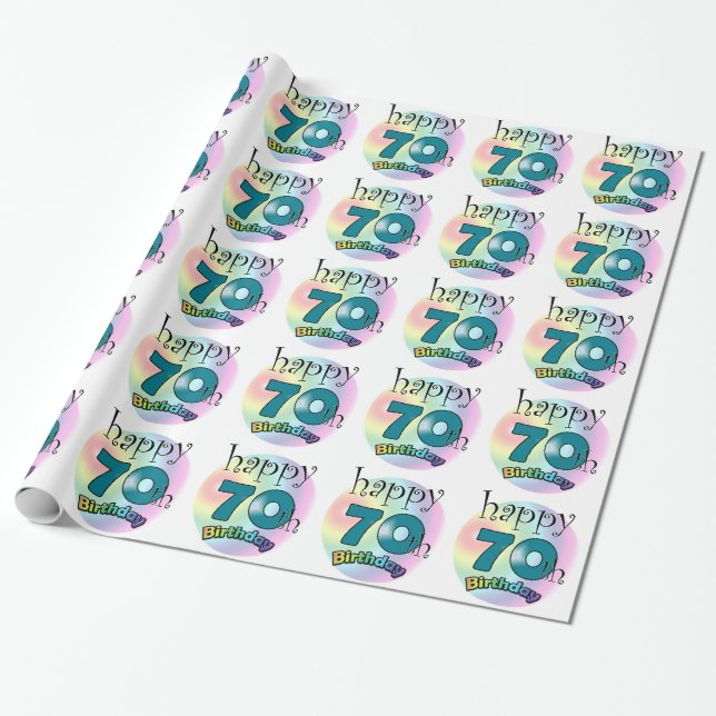 Papel De Presente Feliz 70 Birthday (Desenrolado)