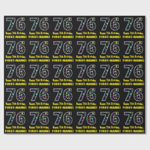 Papel De Presente Feliz 76º aniversário, Diversão de Estrelas Col