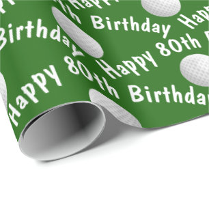 Papel De Presente Feliz 80 Birthday Golfe