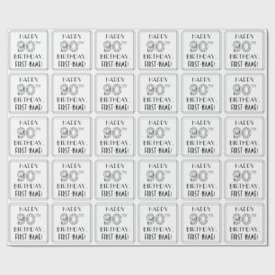 Papel De Presente FELIZ 90 NIRTHDAY; Art Deco Style; Custom Name