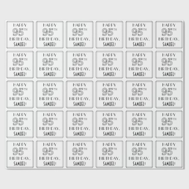 Papel De Presente FELIZ 95.O ANIVERSÁRIO; Estilo de Deco de Arte; No (Barra)