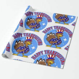 Papel De Presente feliz ação de graças turquia patriótico americ