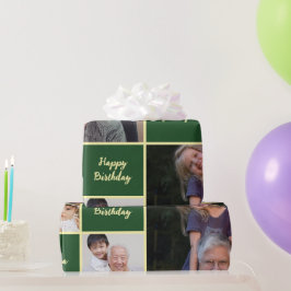 Papel De Presente Feliz Aniversário Avô Colagem de Fotos Personaliza
