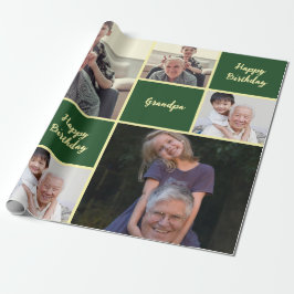 Papel De Presente Feliz Aniversário Avô Colagem de Fotos Personaliza