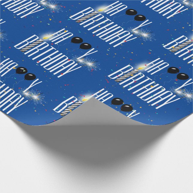 Papel De Presente Feliz aniversário Balões e Confetti (Ponta)