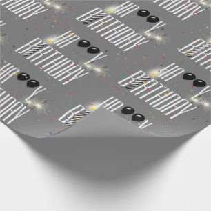 Papel De Presente Feliz aniversário Balões e Confetti