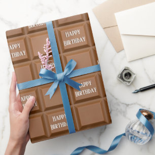 Papel De Presente Feliz aniversário Bar de chocolate doce 