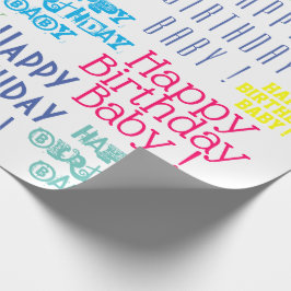 Papel De Presente Feliz Aniversário Bebê Nome Personalizado e Cores
