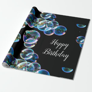 Papel De Presente Feliz Aniversário Bolha de Sabão Presente