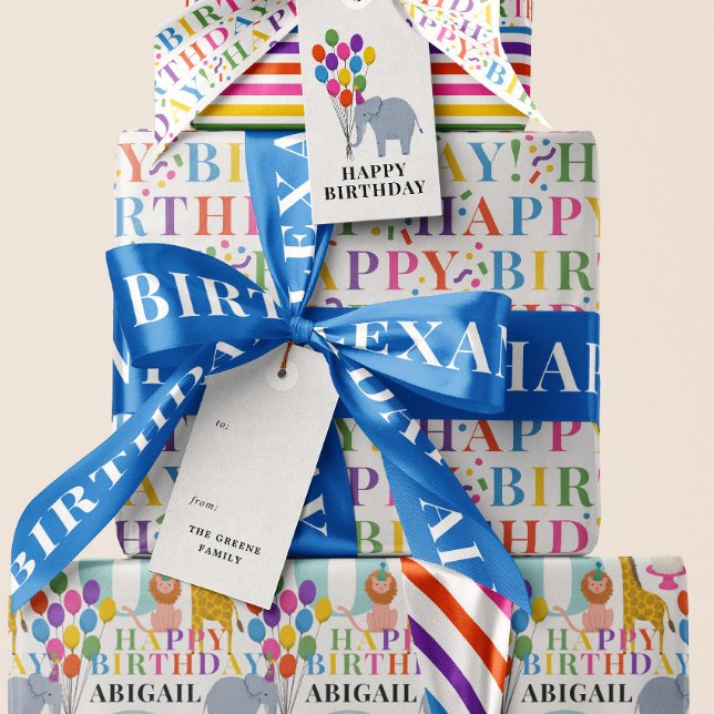 Papel De Presente Feliz aniversário brilhante e colorido (Criador carregado)