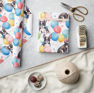 Papel De Presente Feliz Aniversário Bulldog Francês