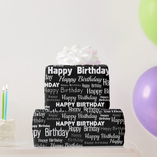 Papel De Presente Feliz Aniversário Chic (Presentes para festas)