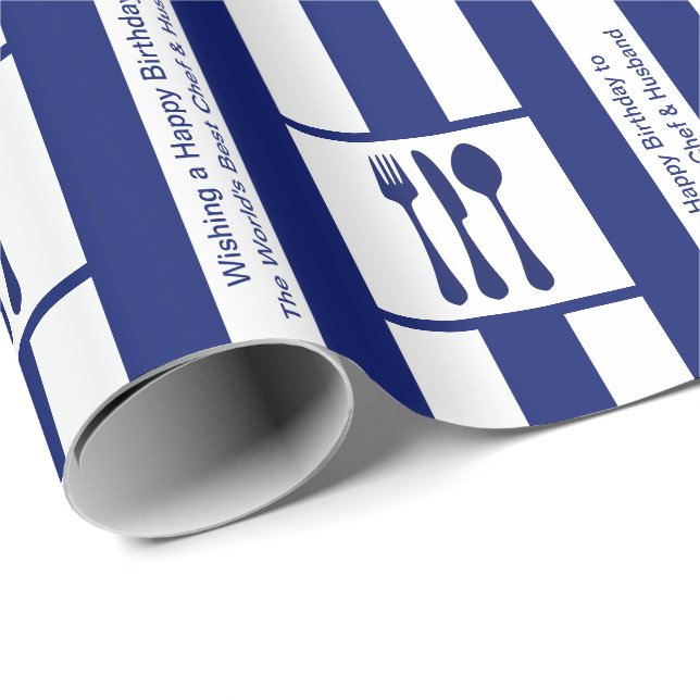 Papel De Presente Feliz aniversario cozinheiro chefe e ao marido do (Ponta do rolo)