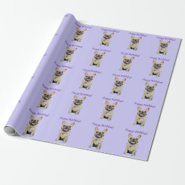 Papel De Presente Feliz aniversário -Cream French Bulldog