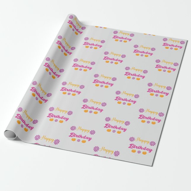 Papel De Presente Feliz aniversário da Abóbora (Desenrolado)