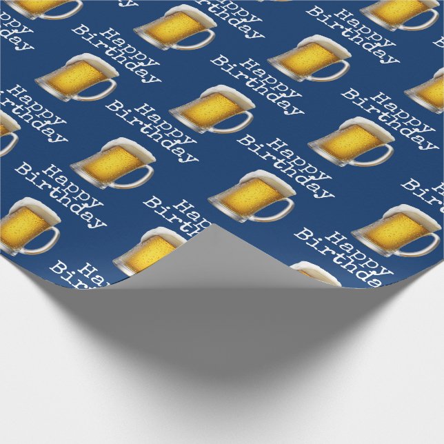 Papel De Presente Feliz Aniversário Da Cama De Cerveja De Azul (Ponta)