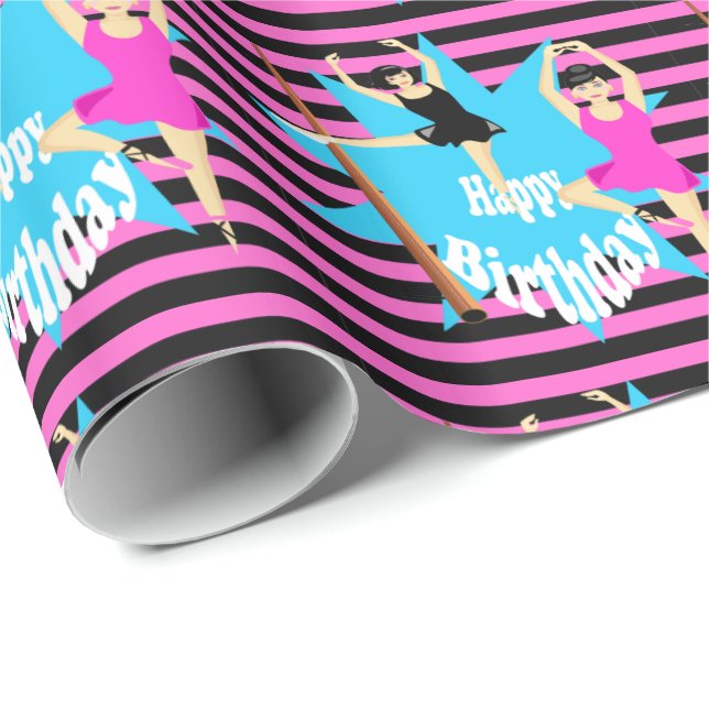 Papel De Presente Feliz Aniversário das Mulheres de Classe balé Danç (Ponta do rolo)