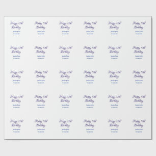 Papel De Presente feliz aniversário de 12 anos azul rosa nome data s