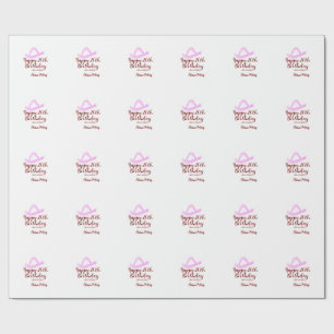 Papel De Presente Feliz aniversário de 20 anos menina cowboy rosa da