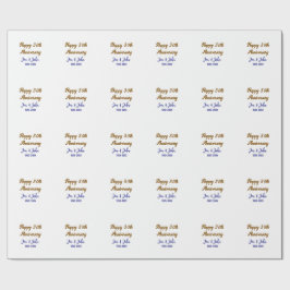 Papel De Presente Feliz aniversário de 30 casamento ouro azul real