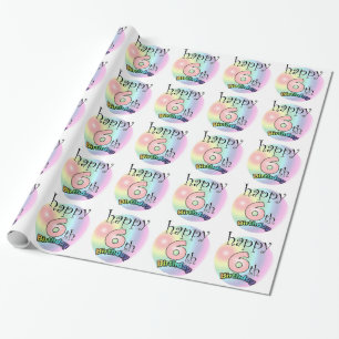 Papel De Presente Feliz aniversário de 6 (roze)