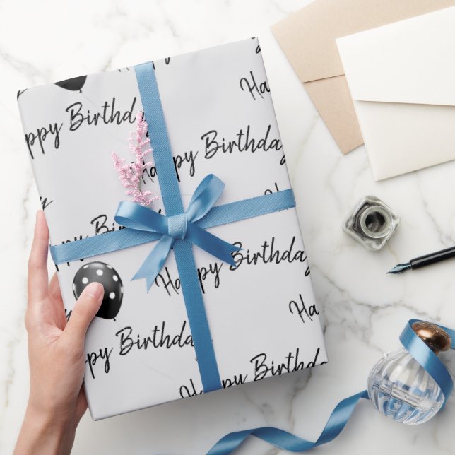 Papel De Presente Feliz aniversário de balões de Bolinhas (Presentear)