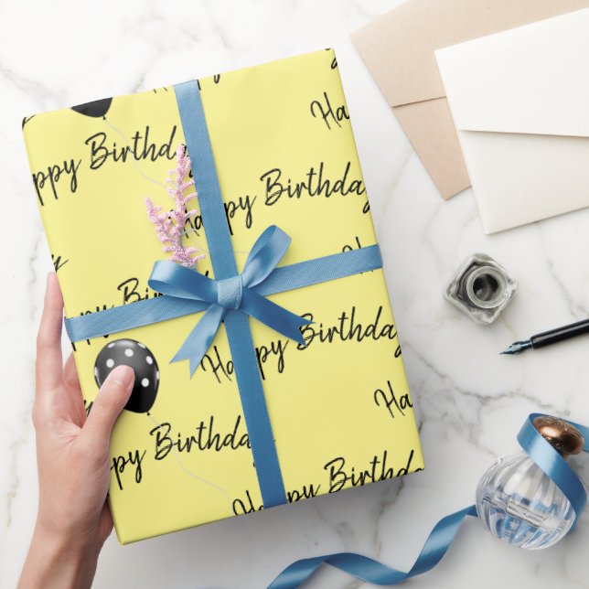 Papel De Presente Feliz aniversário de balões de Bolinhas (Presentear)