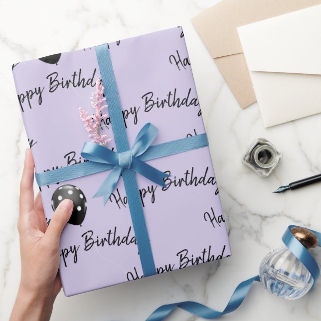 Papel De Presente Feliz aniversário de balões de Bolinhas (Presentear)