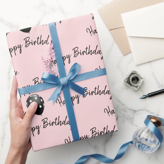 Papel De Presente Feliz aniversário de balões de Bolinhas (Presentear)