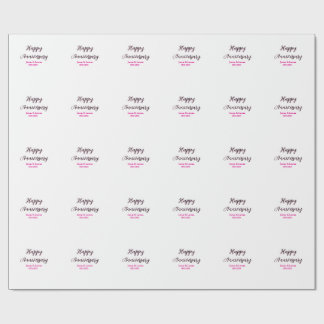 Papel De Presente Feliz aniversário de casamento nome data ano simpl
