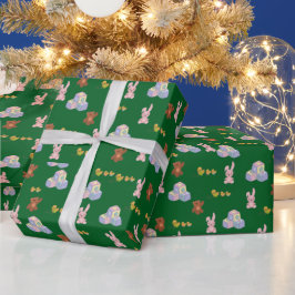 Papel De Presente Feliz aniversário de criança em verde floresta